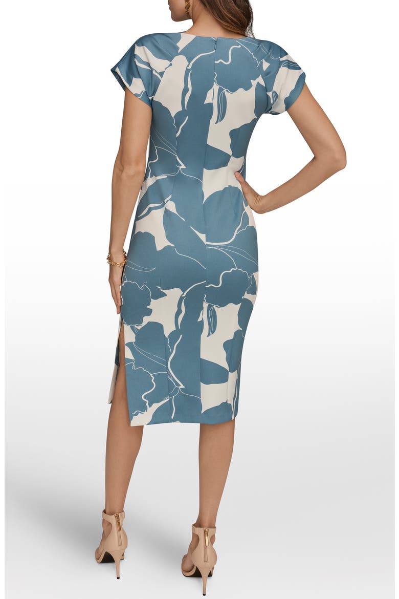 Floral Print Sheath Dress, Alternate, color, WASHED INDGO/ CREAM
