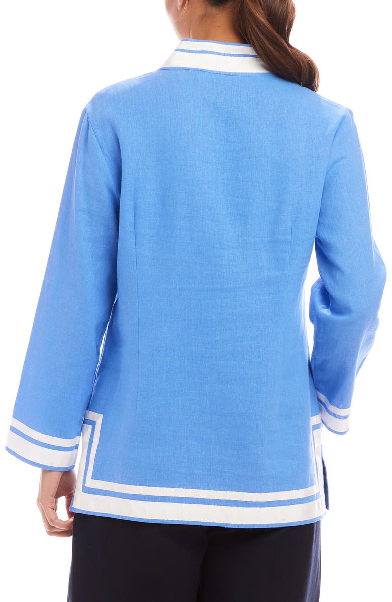 Karen Kane The St. Tropez Linen Blend Tunic, Alternate, color, Blue W/ White