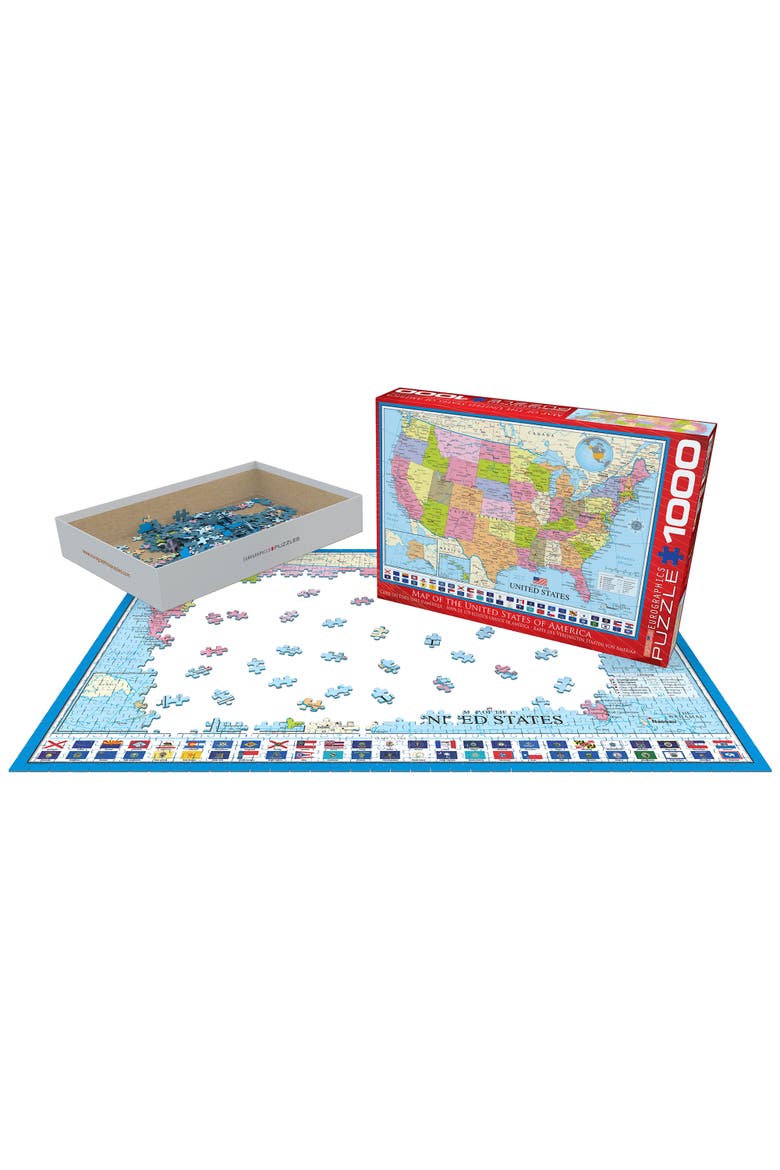 Map of The United States Puzzle, 1000 Pieces, Alternate, color, Multicolored