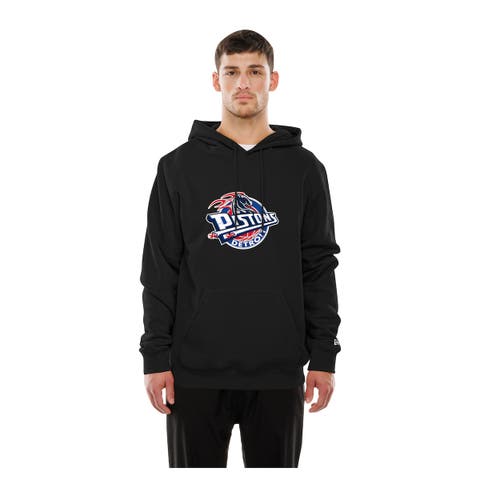 Men's New Era  Black Detroit Pistons Front Back Logo Hoodie