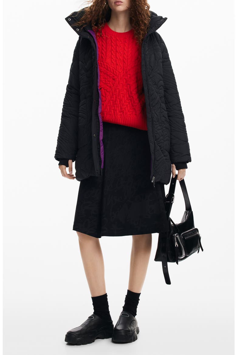 Aarhus Quilted Coat, Alternate, color, BLACK