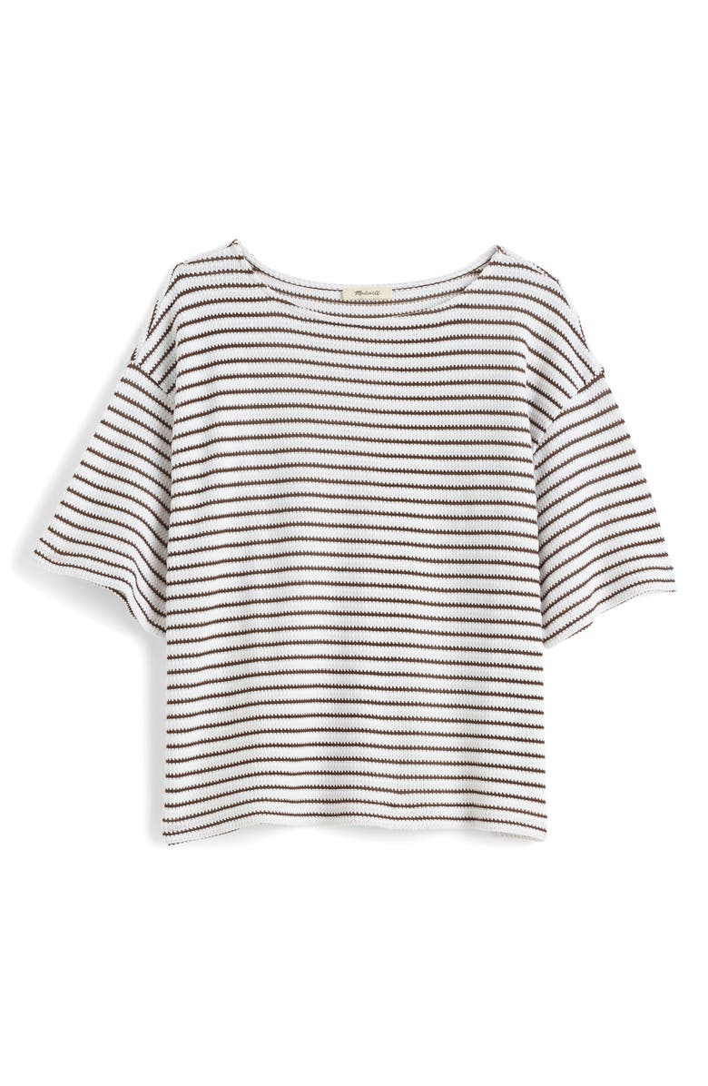 Madewell Stripe Embroidered Boxy Knit T-Shirt, Alternate, color, Cream