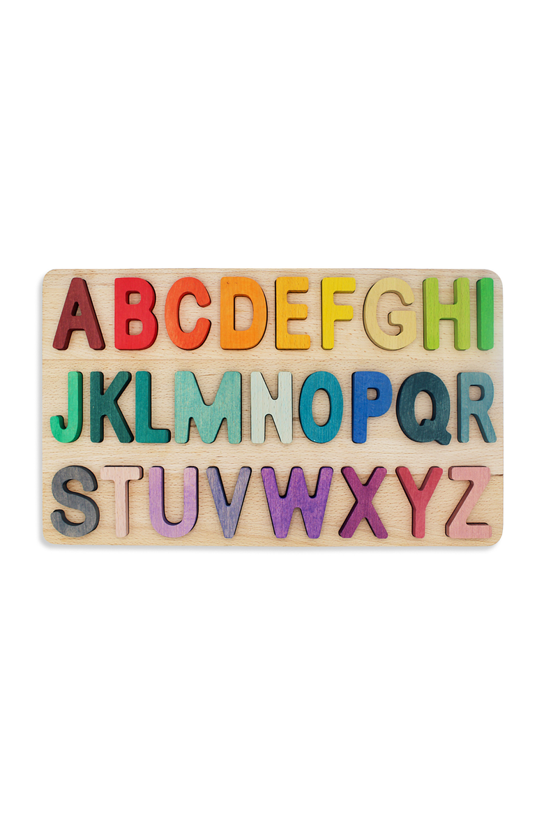 Alphabet Educational Wooden Rainbow Puzzle, Main, color, Rainbow
