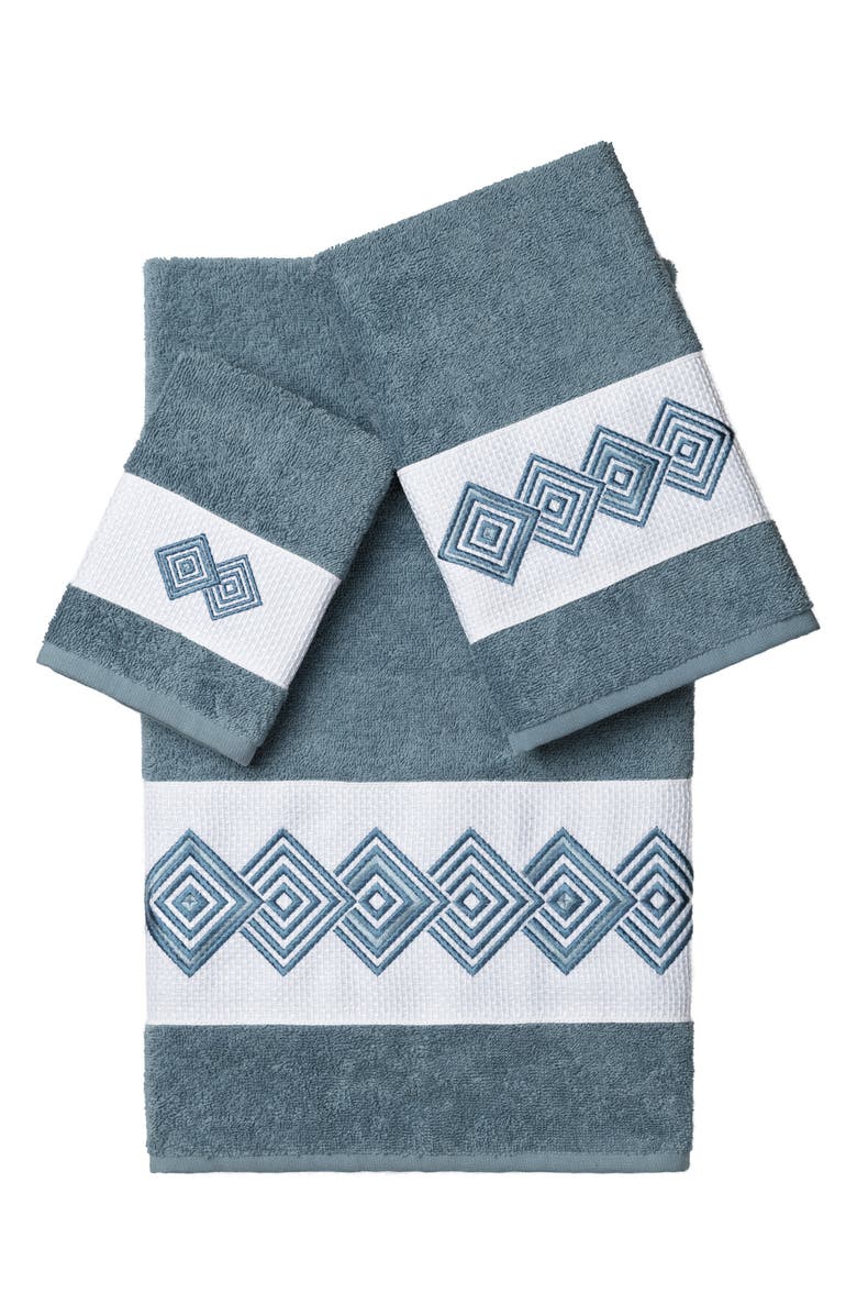 Linum Home Textiles Noah 3-Piece Embellished Towel Set - Teal, Alternate, color, Tea Rose