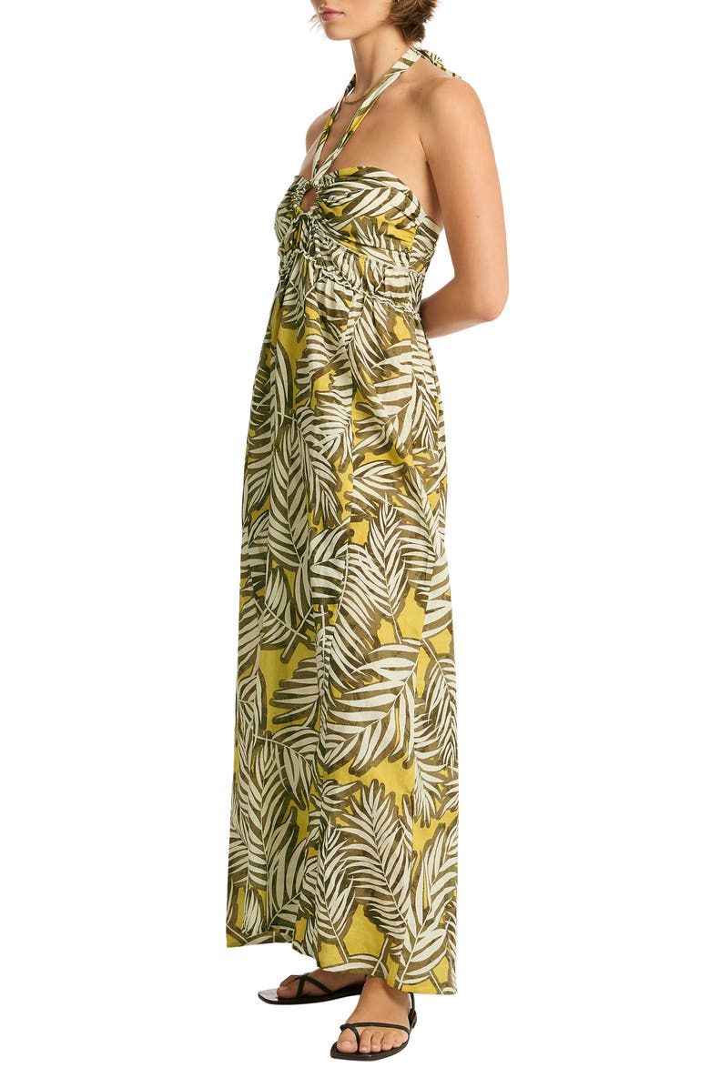 Sea Level Palm House Halter Bandeau Cover-Up Dress, Alternate, color, 