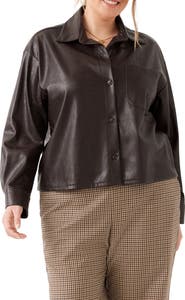 Karen Kane Faux Leather Button Up Shirt