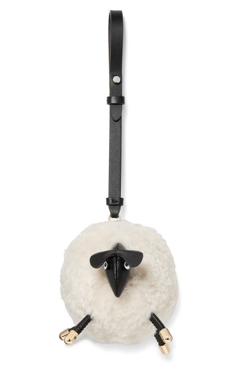 faux shearling sheep bag charm