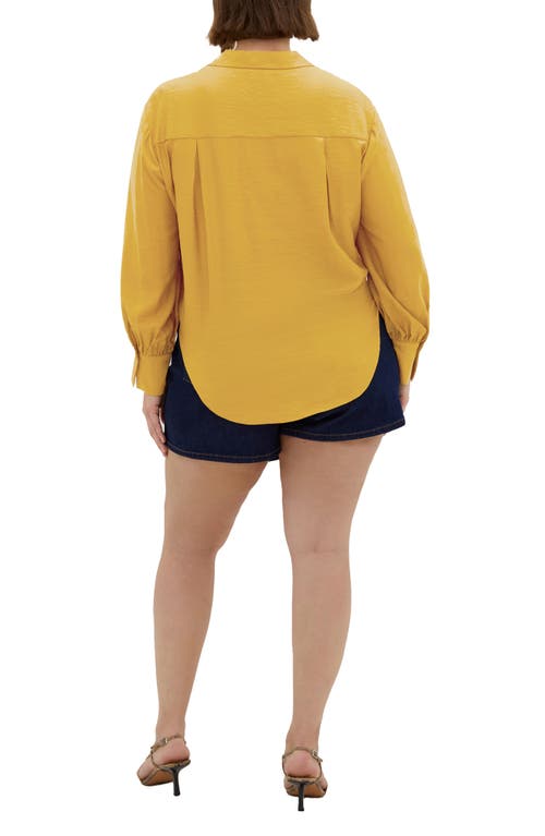 City Chic Rosabella Satin Shirt In Old Gold