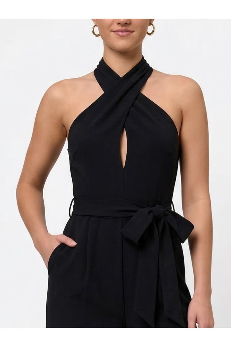 Ester Sleeveless Belted Jumpsuit, Alternate, color, Black