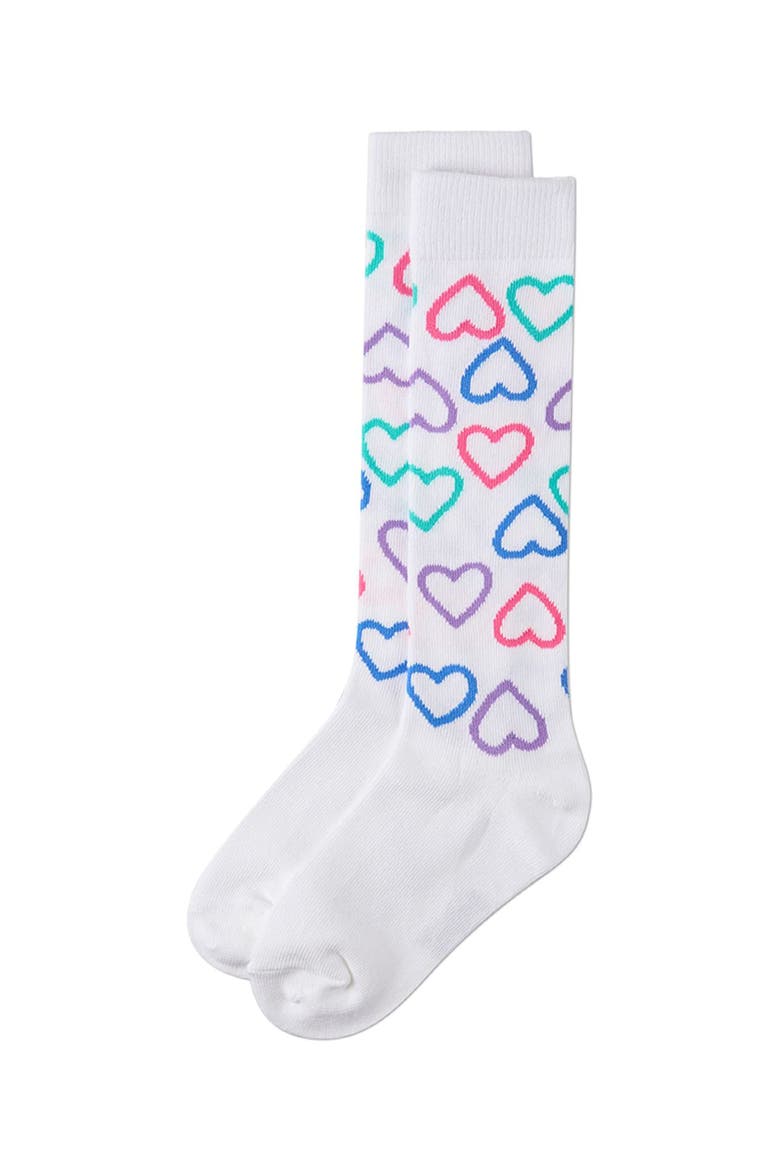 All-Over Heart-Themed Knee High Sock, Alternate, color, White