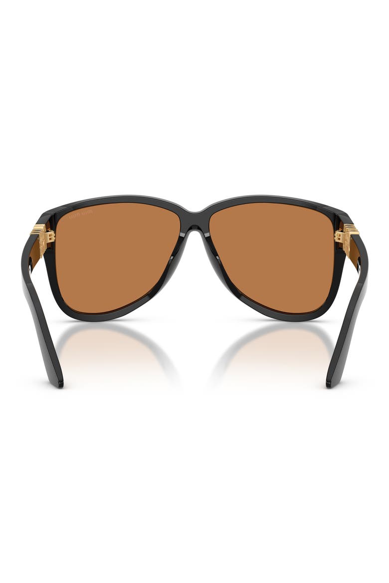 61mm Pilot Sunglasses, Alternate, color, BLACK/ BROWN