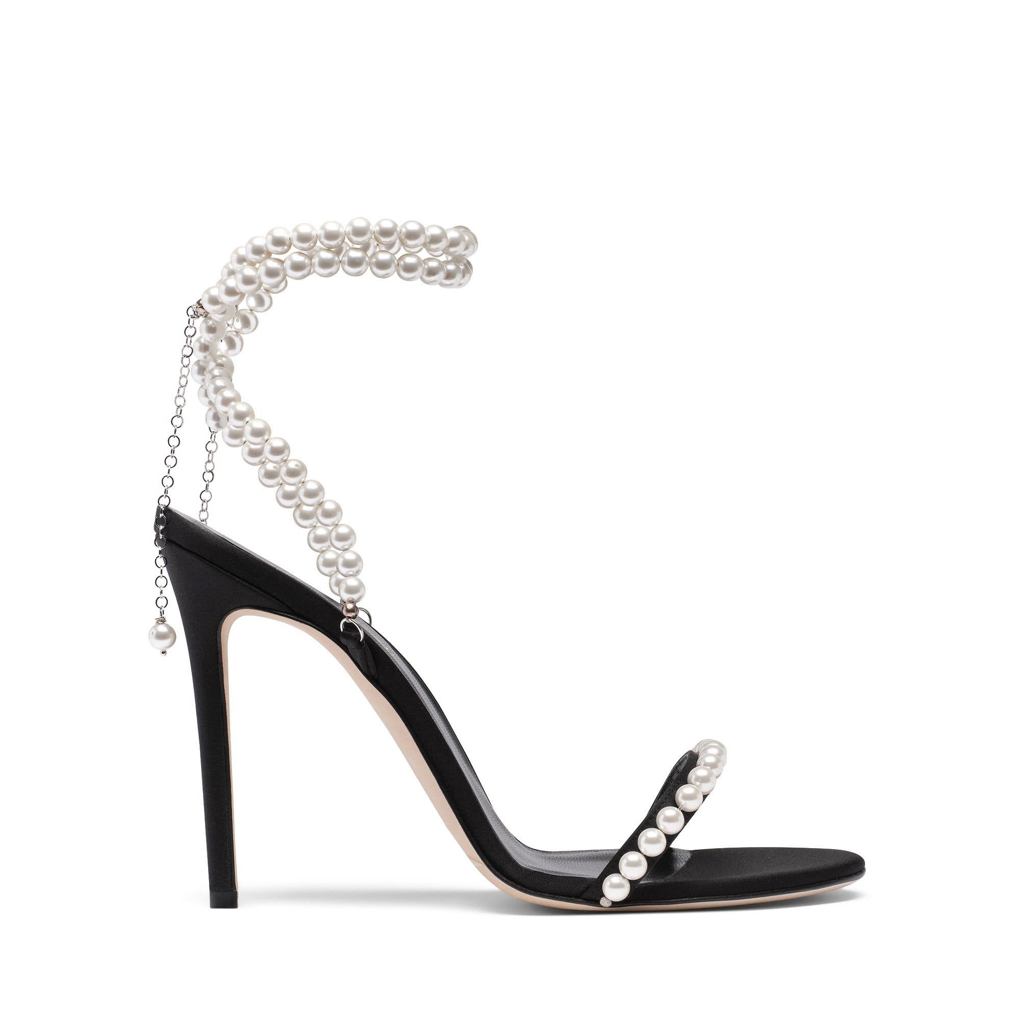 Lady Antoinette 100 Pearl Stiletto Sandal, Main, color, Black