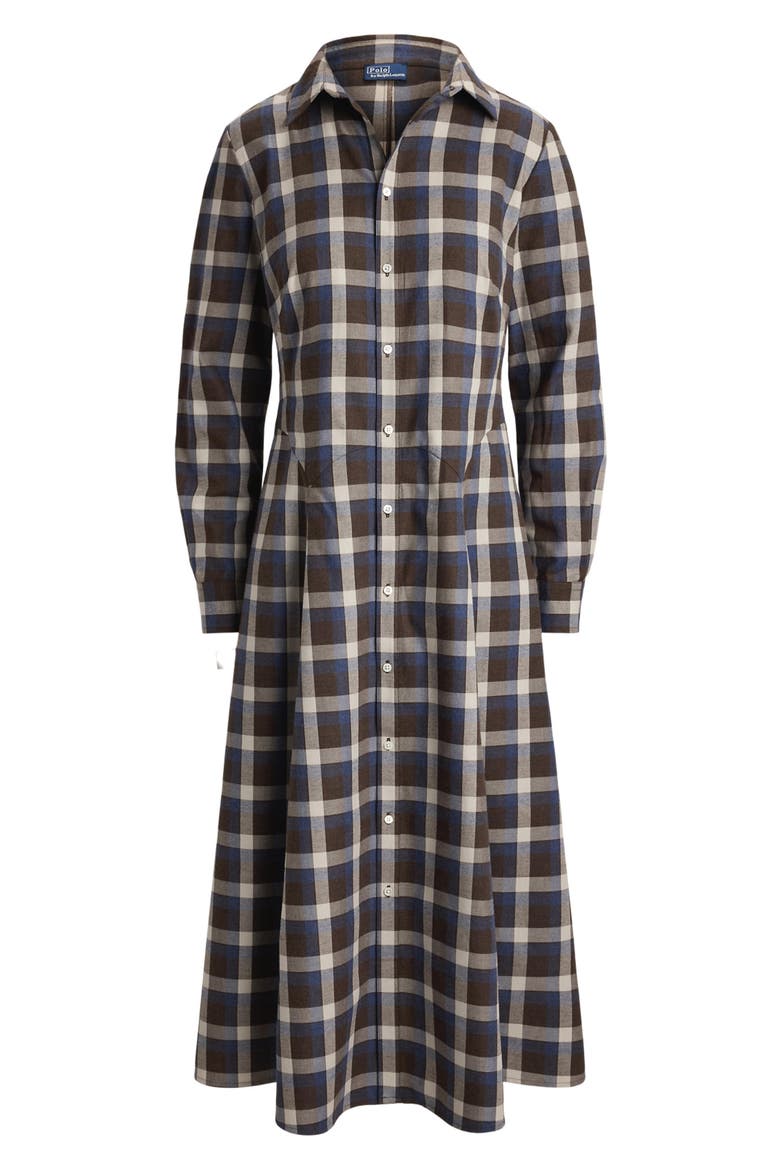 Cotton Twill Fit and Flare Midi Shirtdress, Alternate, color, 2072 BR BL