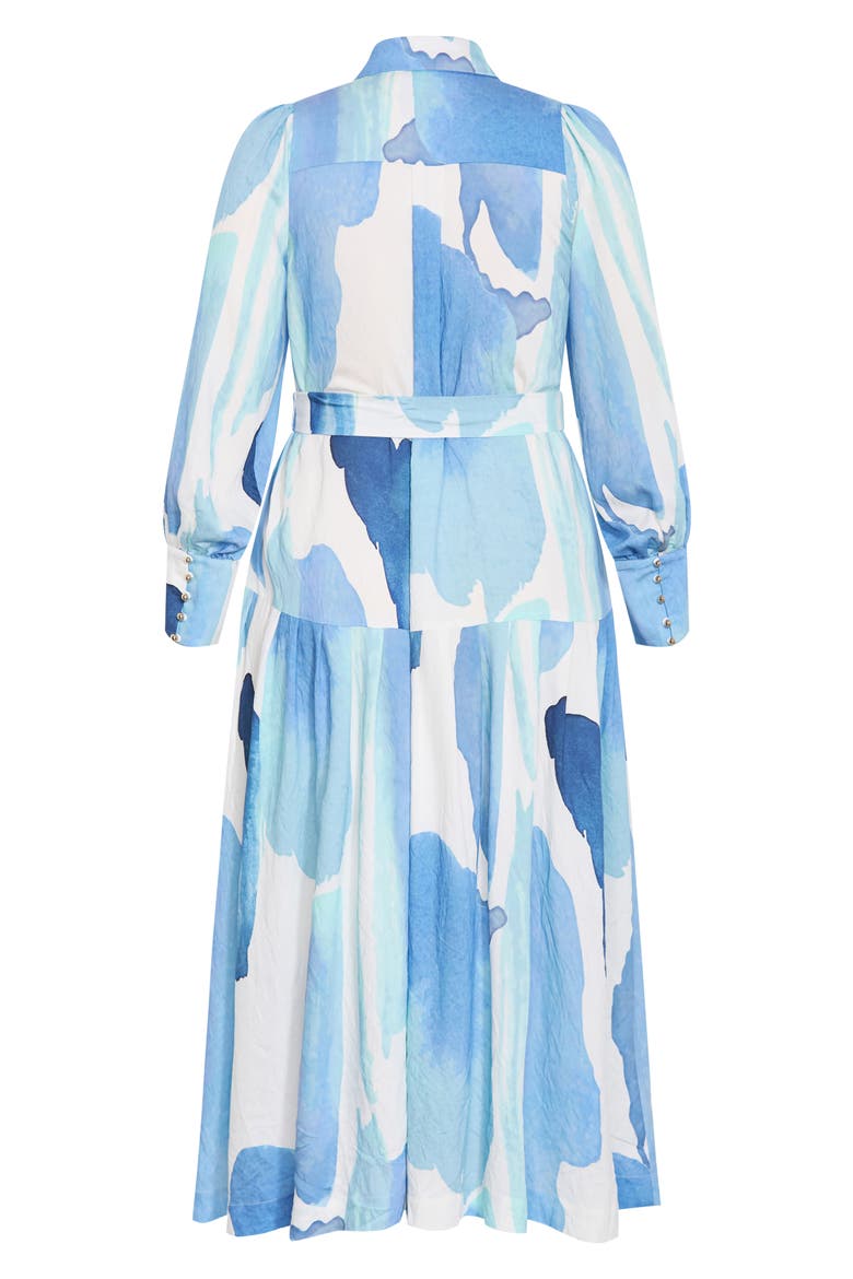 Kinsley Tie Waist Long Sleeve Shirtdress, Alternate, color, TRANQUIL