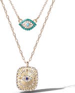 Jessica Simpson Gold-Tone Layered Evil Eye Pendant Necklace Set