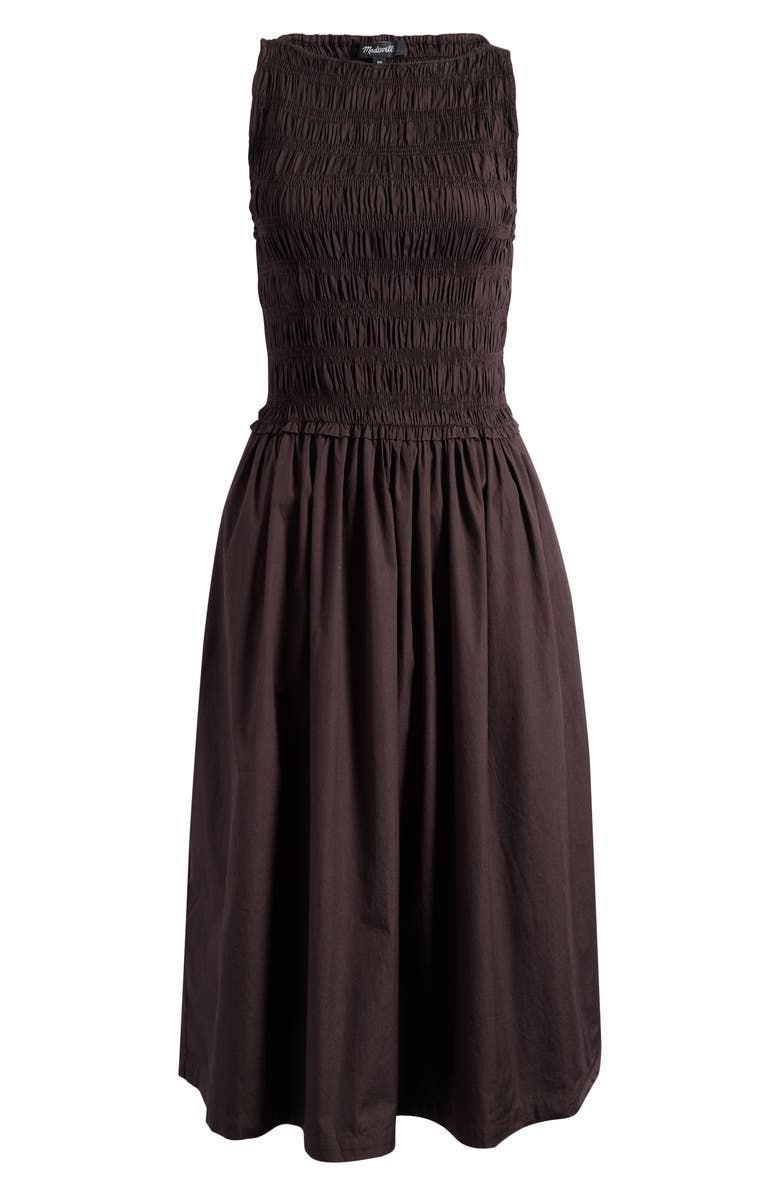 Madewell The Melody Smocked Midi Dress, Alternate, color, Molasses