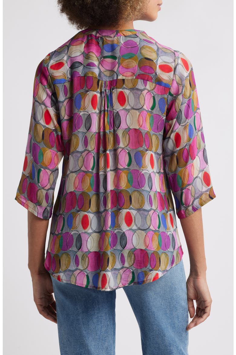 Print Tassel Split Neck Chiffon Top, Alternate, color, MULTI