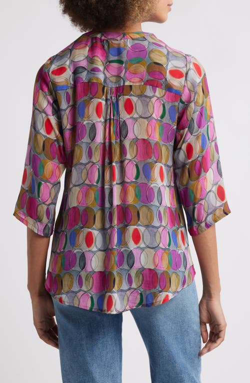 Apny Print Tassel Split Neck Chiffon Top In Multi