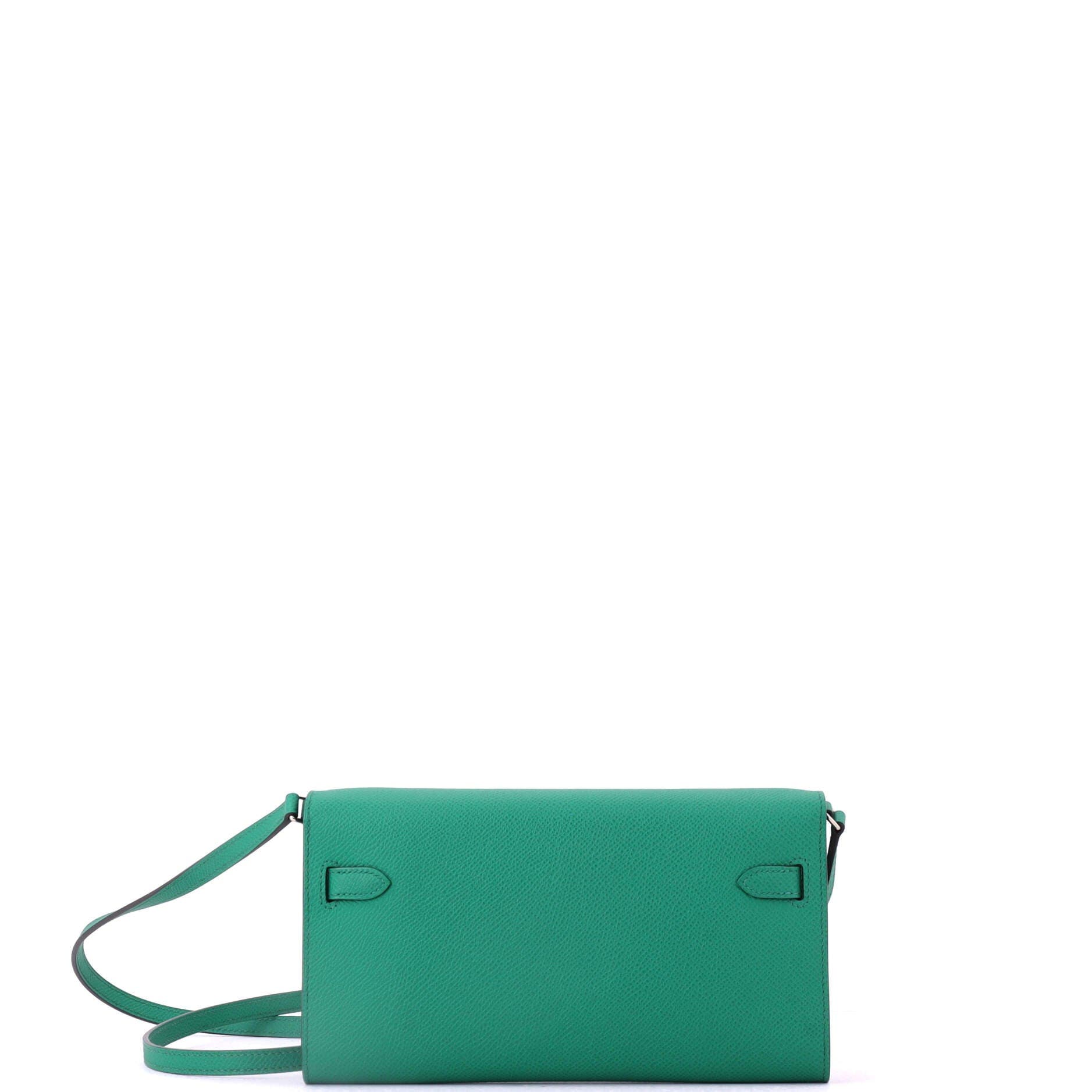 Pre-Owned Hermes Kelly To Go Wallet Epsom, Alternate, color, Vert Jade