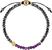 Karma and Luck Amethyst Lotus Hematite Beaded Adjustable Women's Bracelet - Blessed Equilibrium