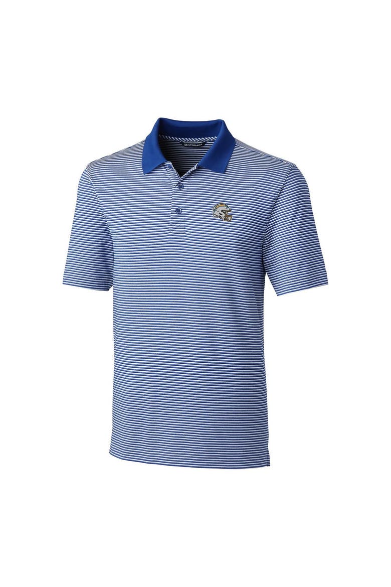 Men's Cutter & Buck  Blue Los Angeles Chargers Helmet Forge Tonal Stripe Stretch Polo, Alternate, color, Blue