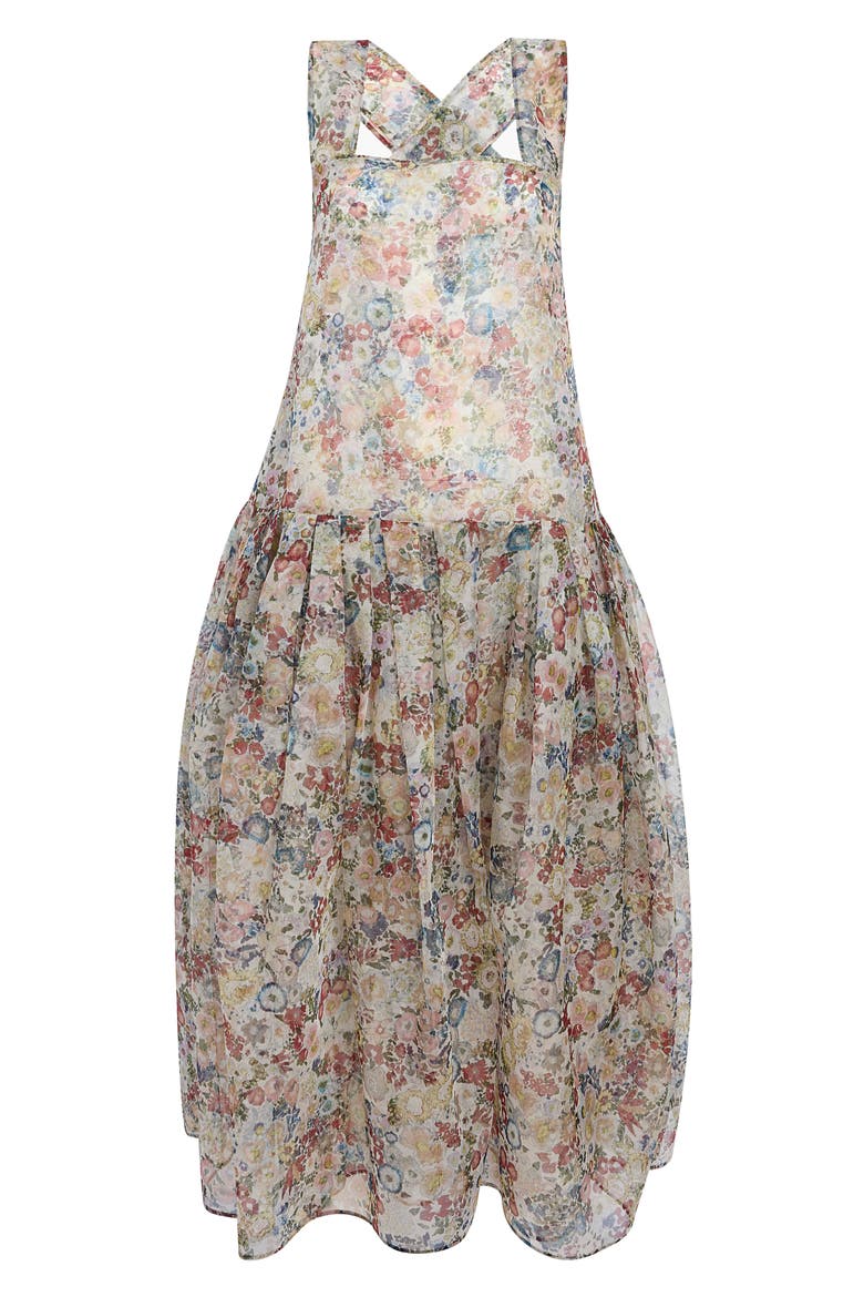 drop waist pinafore dress Amello Floral Drop Waist Silk Organza Pinafore Dress (Women)