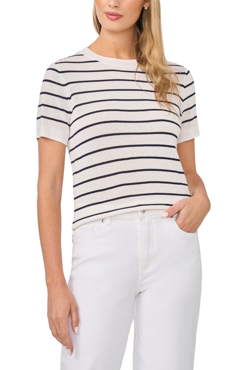 Halogen<sup>®</sup> Stripe Crewneck Sweater, Main, color, Bright White