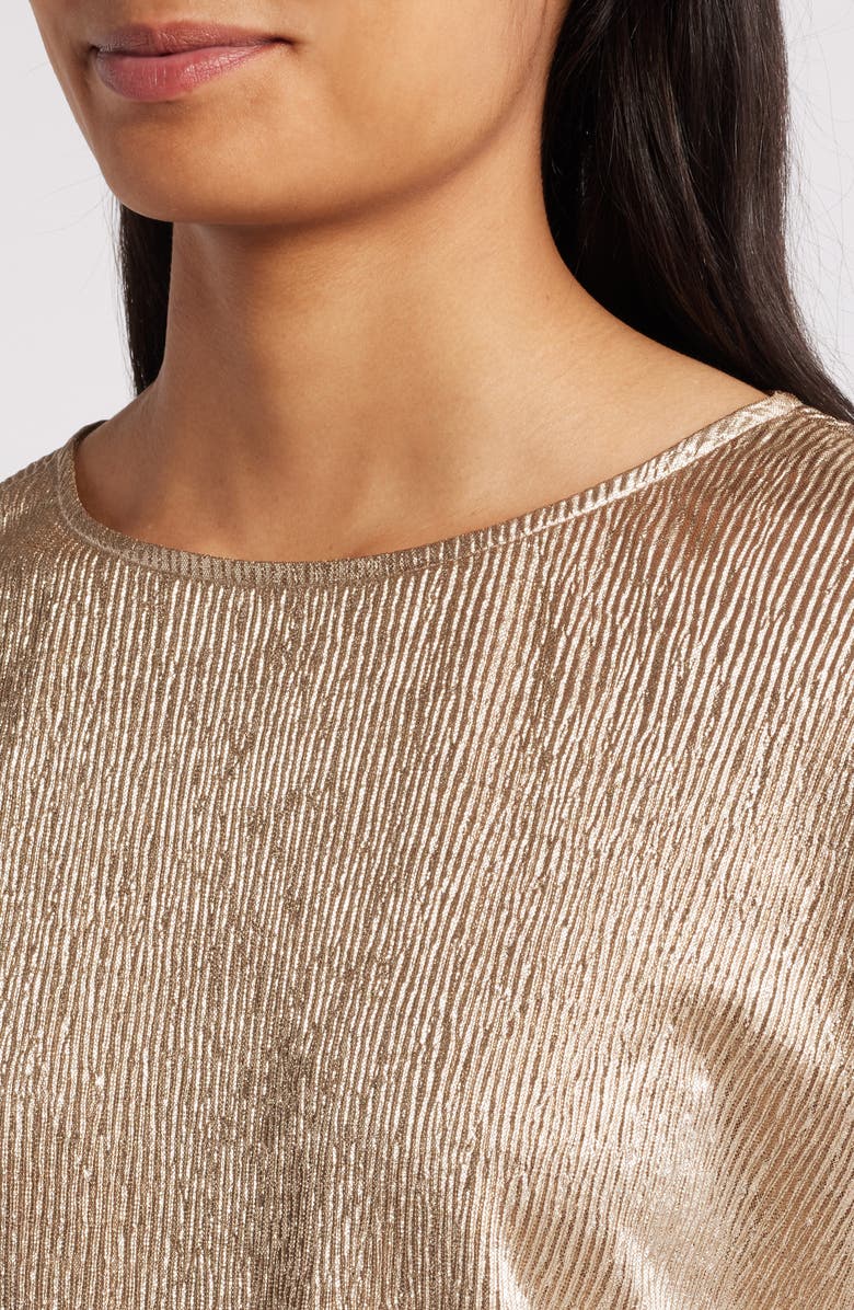 Anne Klein Metallic Short Sleeve Woven Shirt, Alternate, color, 