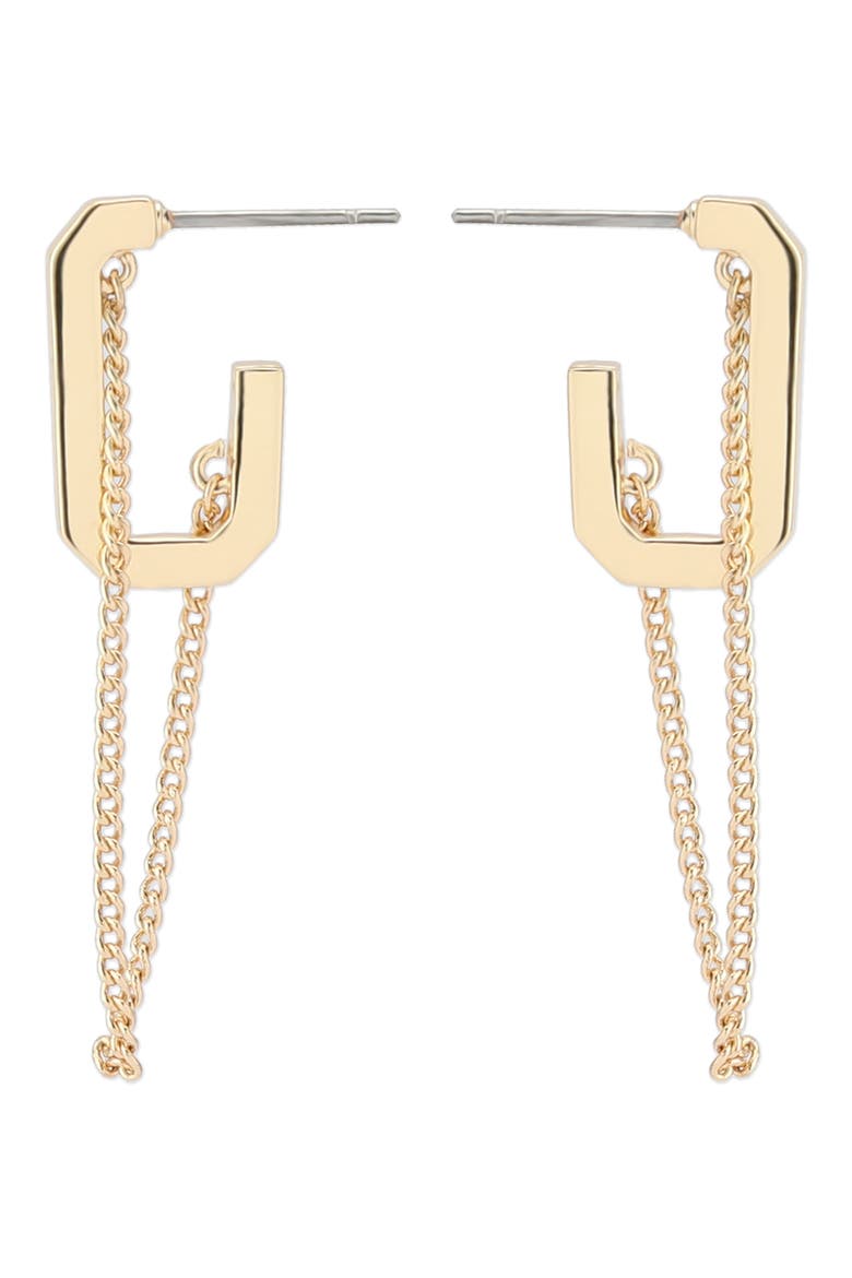 Hex Swag Huggie Hoop Earrings, Alternate, color, SHINY GOLD