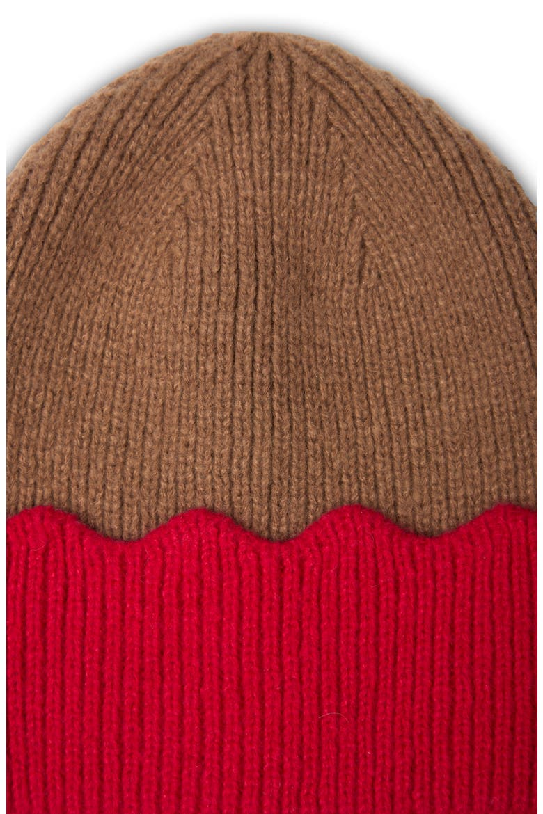 Scallop Trim Beanie, Alternate, color, BROWN