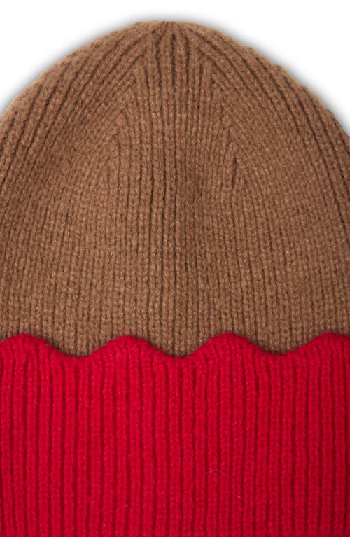 Saachi Scallop Trim Beanie In Brown