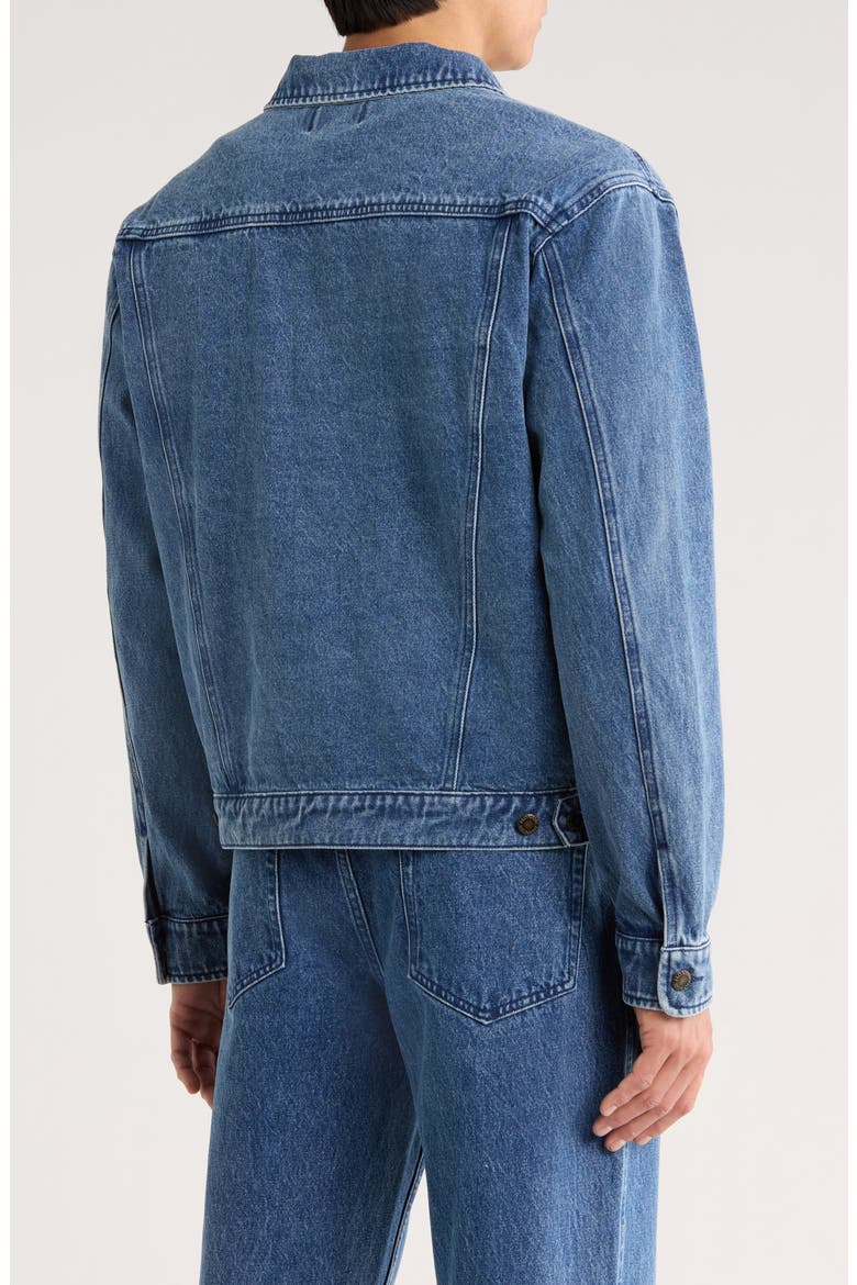 Washed Denim Trucker Jacket, Alternate, color, INDIGO