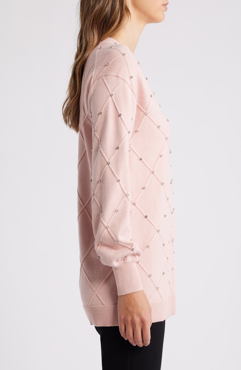 Anne Klein Crystal Pattern Tunic Sweater, Alternate, color, 