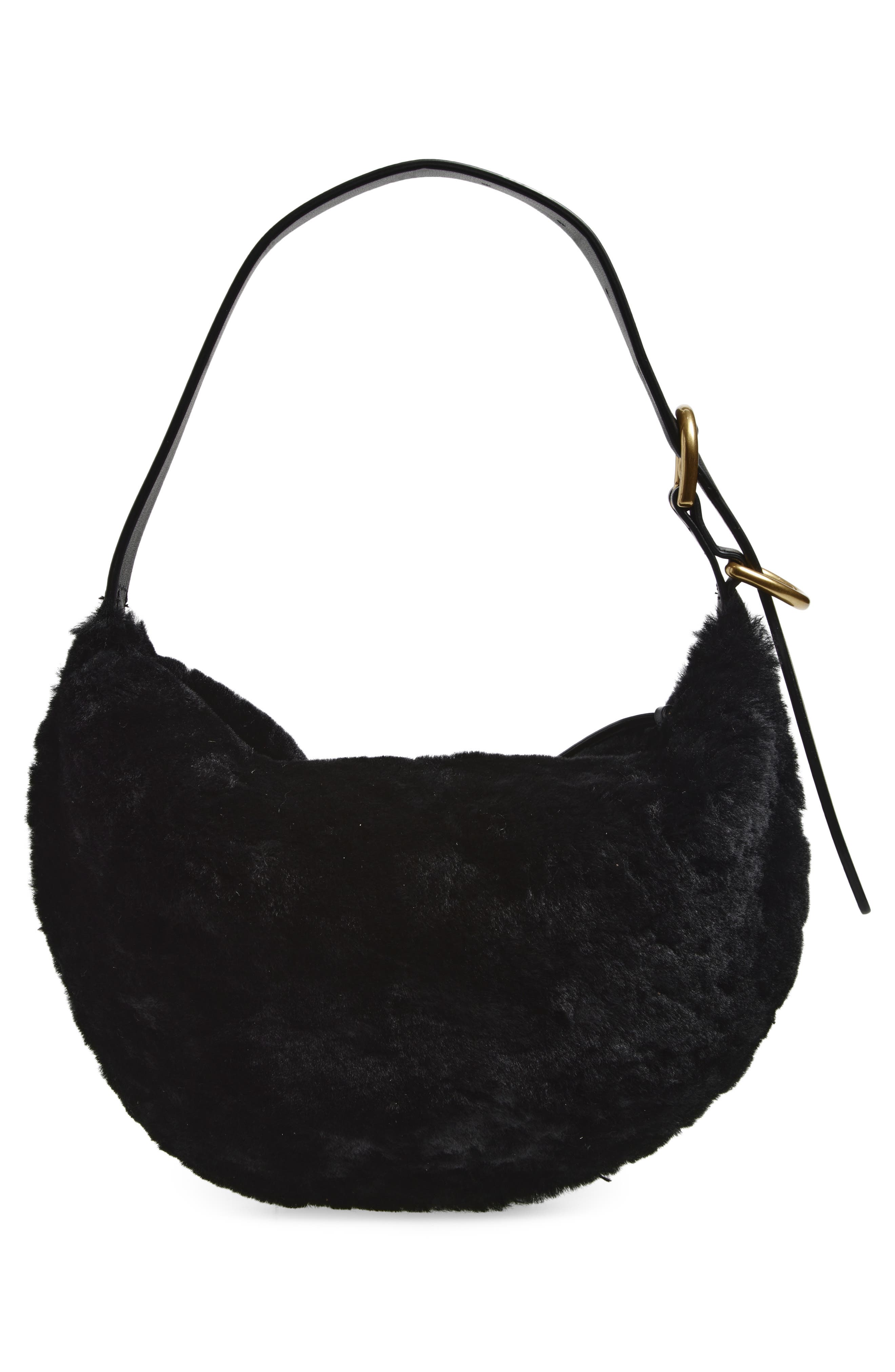 rag 
bone Mercer Small Genuine Shearling Hobo, Alternate, color, Black