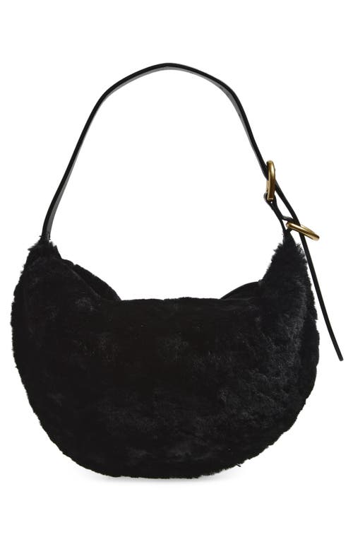 Rag & Bone Mercer Small Genuine Shearling Hobo In Black