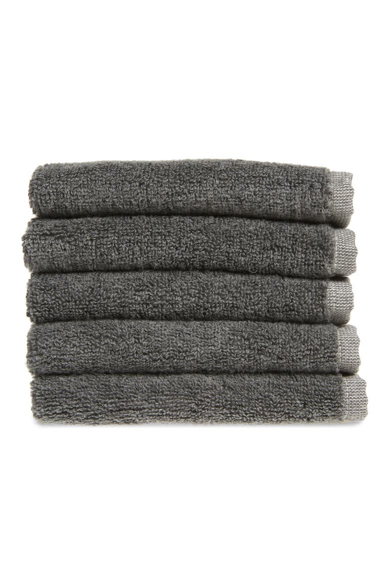 Set of 5 Charcoal Infused Makeup Washcloths, Main, color, GREY CHARCOAL