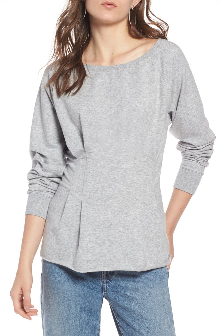 Cinched Waist Sweatshirt, Main, color, GREY HEATHER