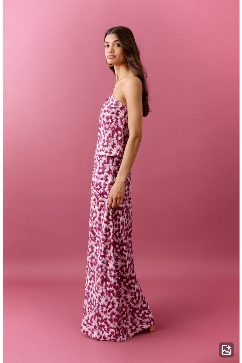 Kids' Gathered Waist Print Maxi Skirt, Alternate, color, PINK