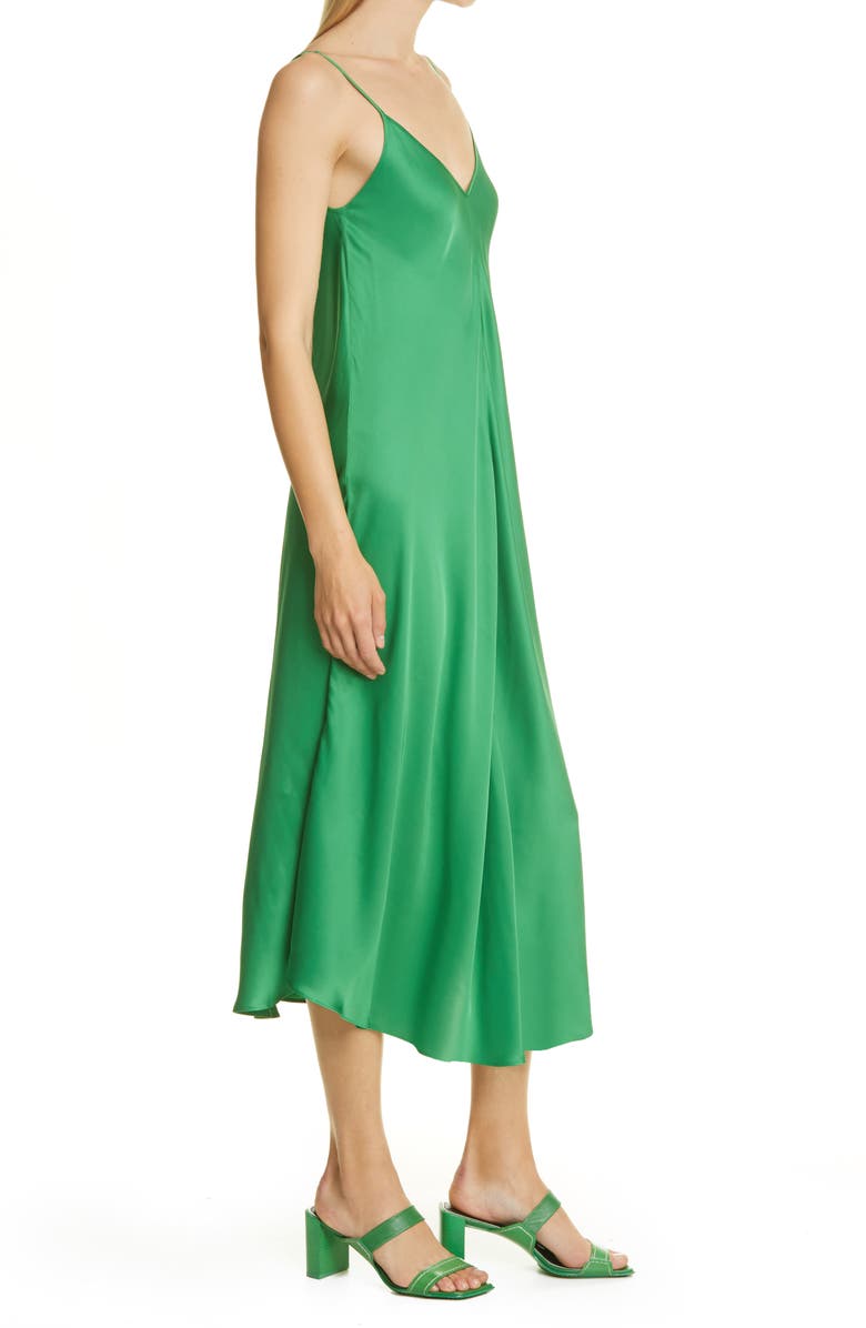 L'AGENCE Lorraine Sleeveless Trapeze Midi Dress, Alternate, color, Amazon Green
