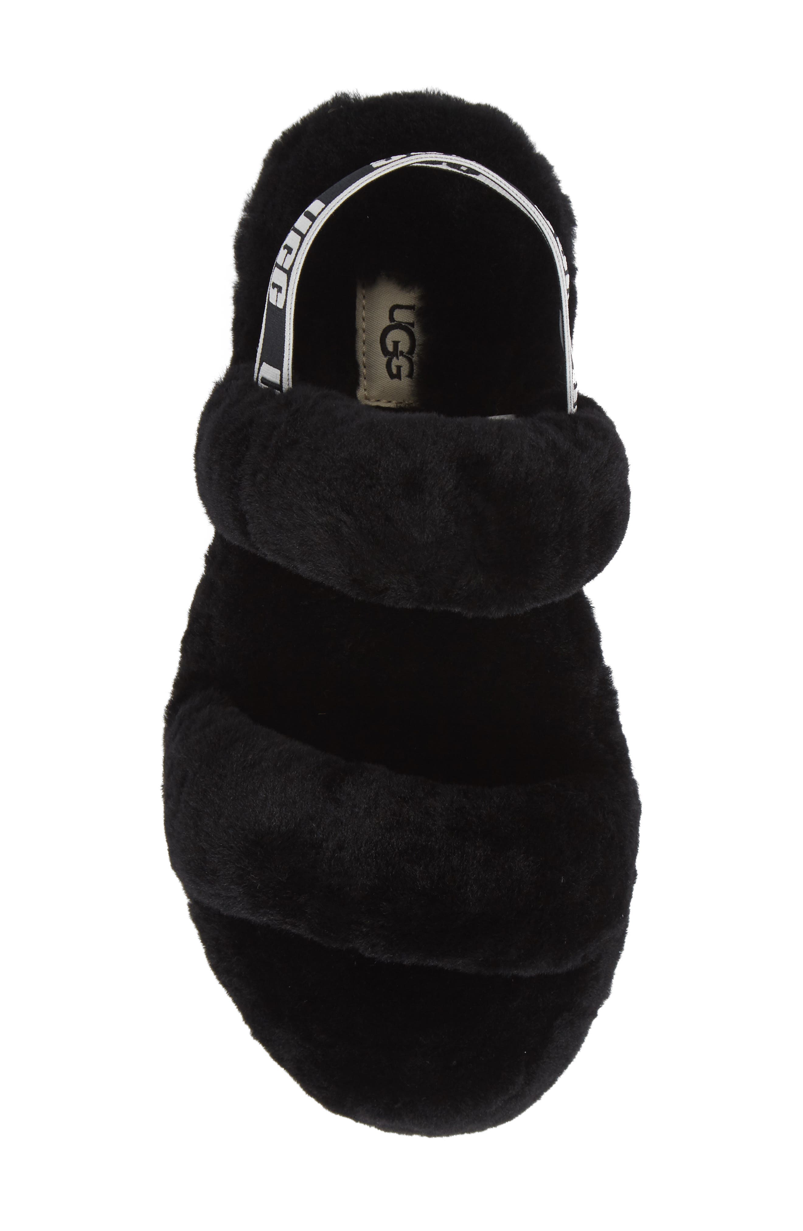 Oh Yeah Genuine Shearling Slingback Slipper, Alternate, color, BLACK