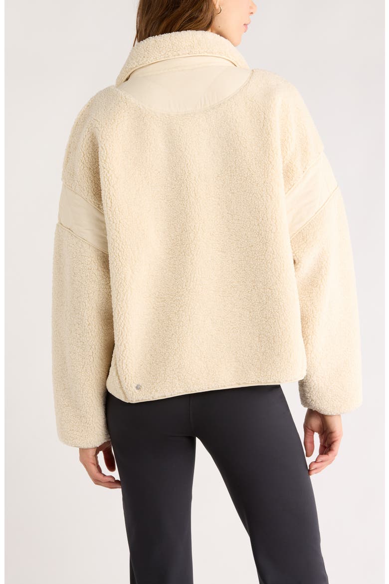 Snowday Faux Shearling Quarter Zip Pullover, Alternate, color, BEIGE SEASHORE