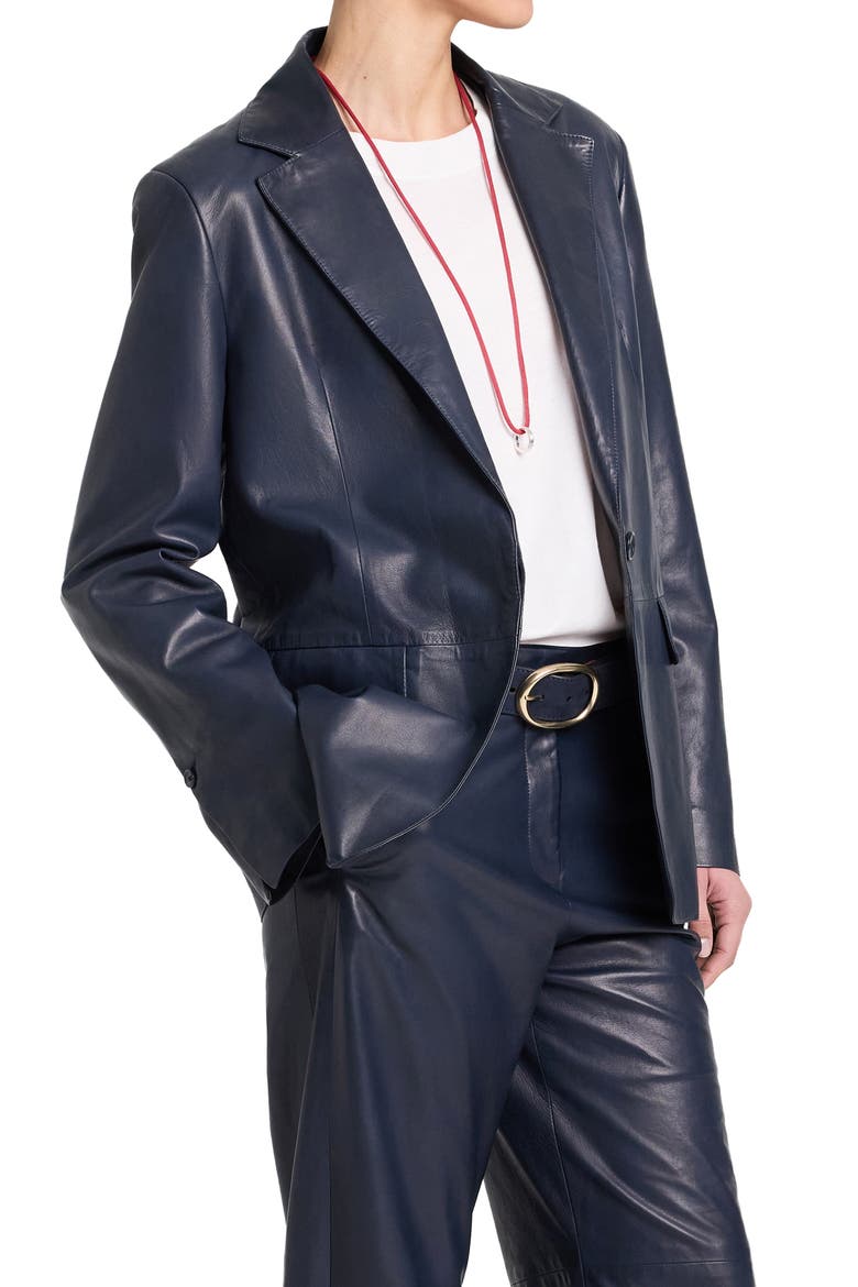 Jillian Leather Blazer, Alternate, color, MIDNIGHT