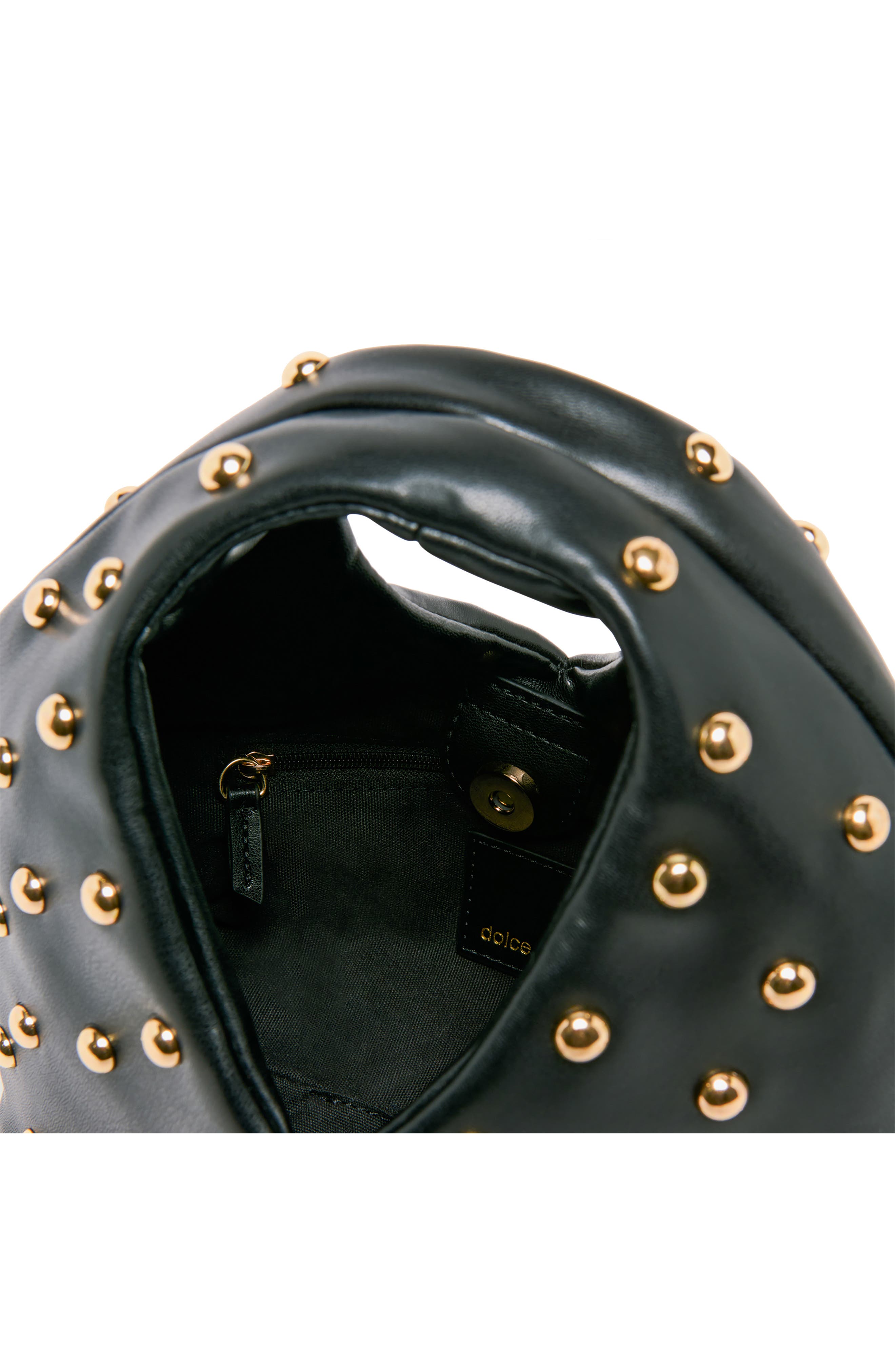 Dolce Vita Dahlia Studded Faux Leather Handbag, Alternate, color, Black