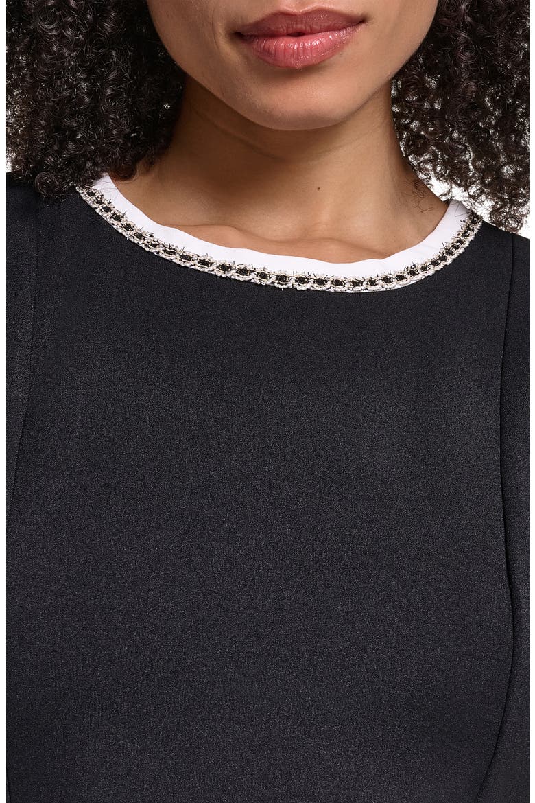 Scuba Sheath Dress, Alternate, color, BLACK/ SOFT WHITE