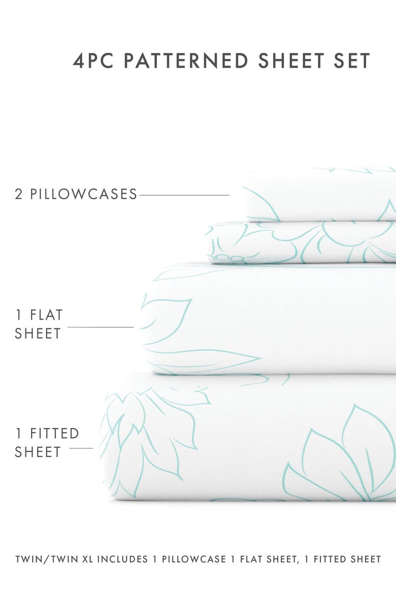 HOMESPUN HOME SPUN Premium Ultra Soft Vine Pattern 4-Piece Bed Sheet Set, Alternate, color, Aqua