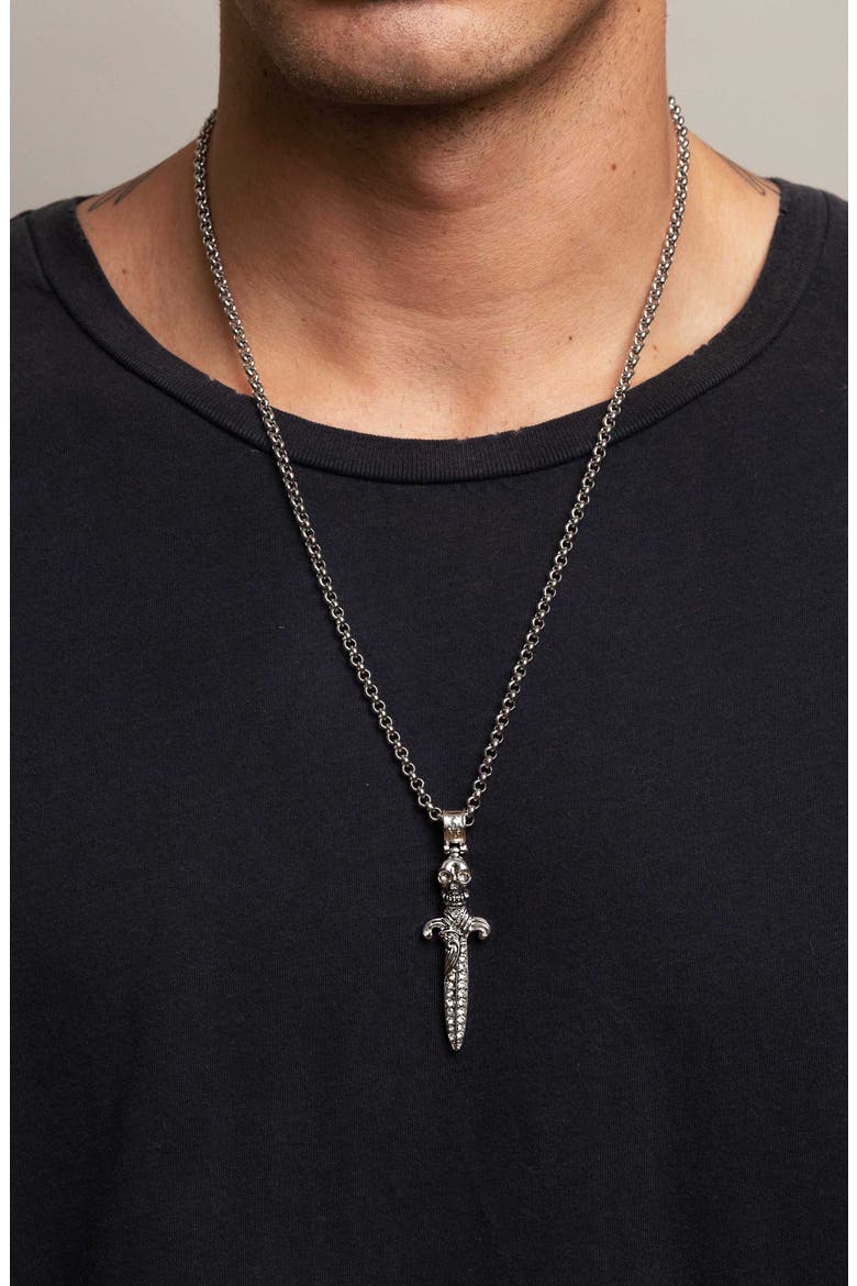 Skull Sword Necklace, Alternate, color, Silver