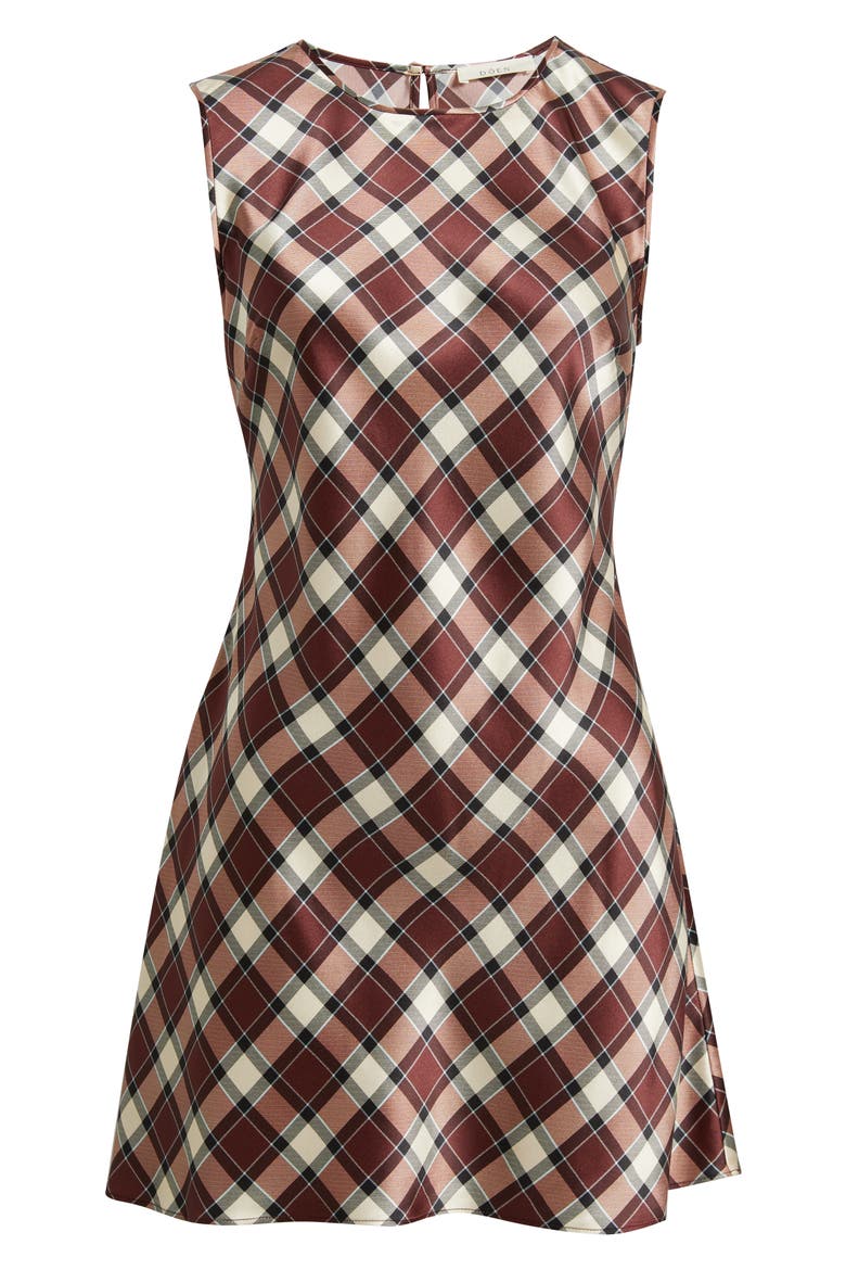 plaid silk dress DOUBLE V-NECK MAXI DRESS