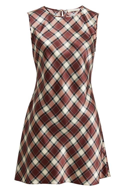 Doen Dôen Alamere Plaid Silk Minidress In Brown