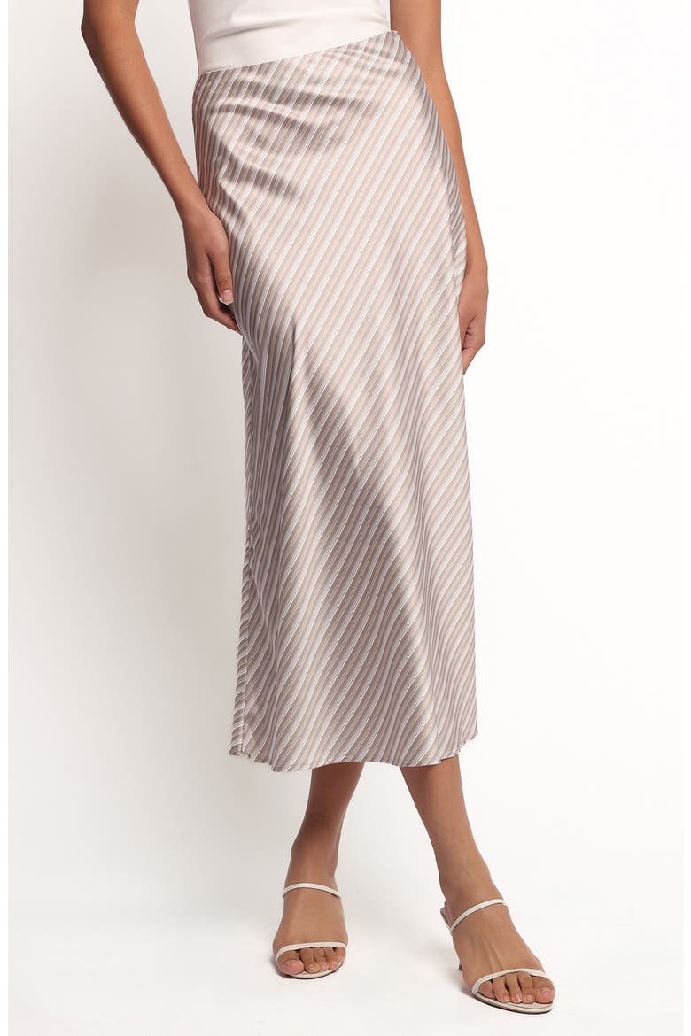 Corrina Satin Midi Skirt, Main, color, GREY STRIPE