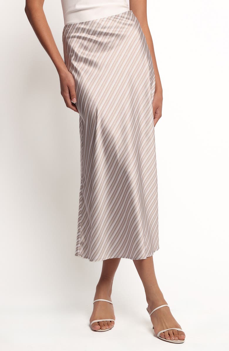 Petal & Pup Corrina Satin Midi Skirt, Main, color, Grey Stripe